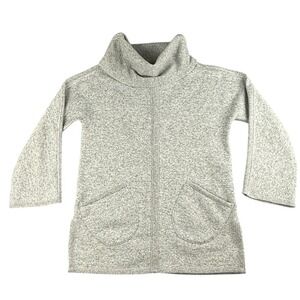 Soft Surroundings Sweater Sweatshirt Medium Grey Marled Cowl Neck Tunic Pockets